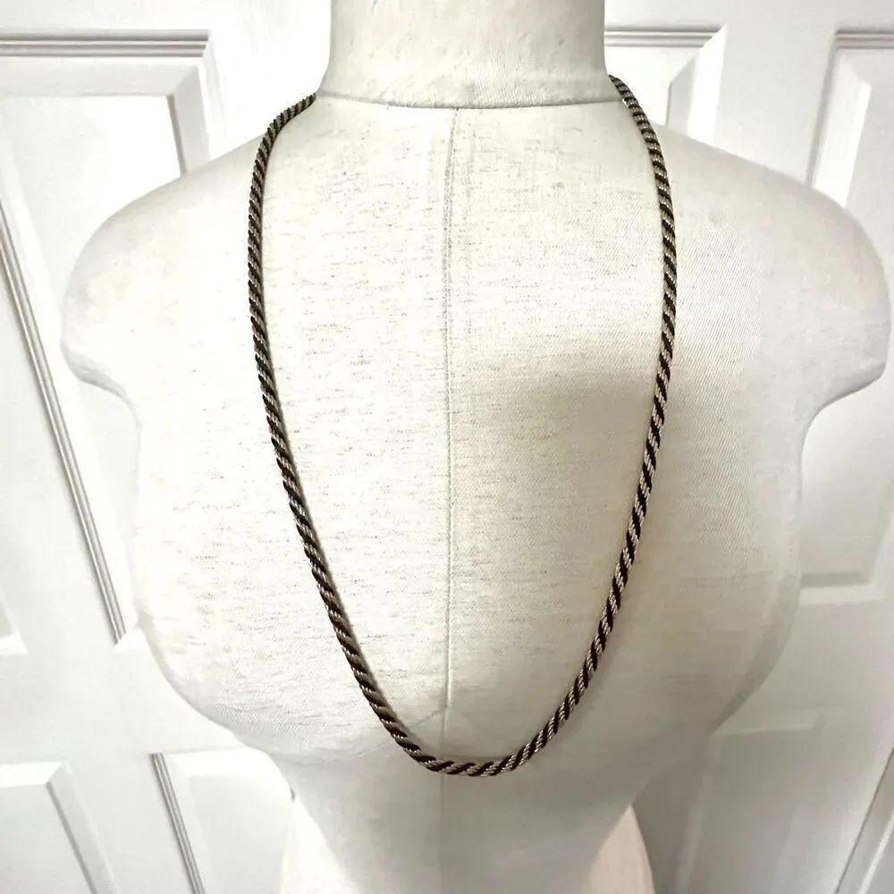 Trifari vintage goldtone  and black rope twisted necklace